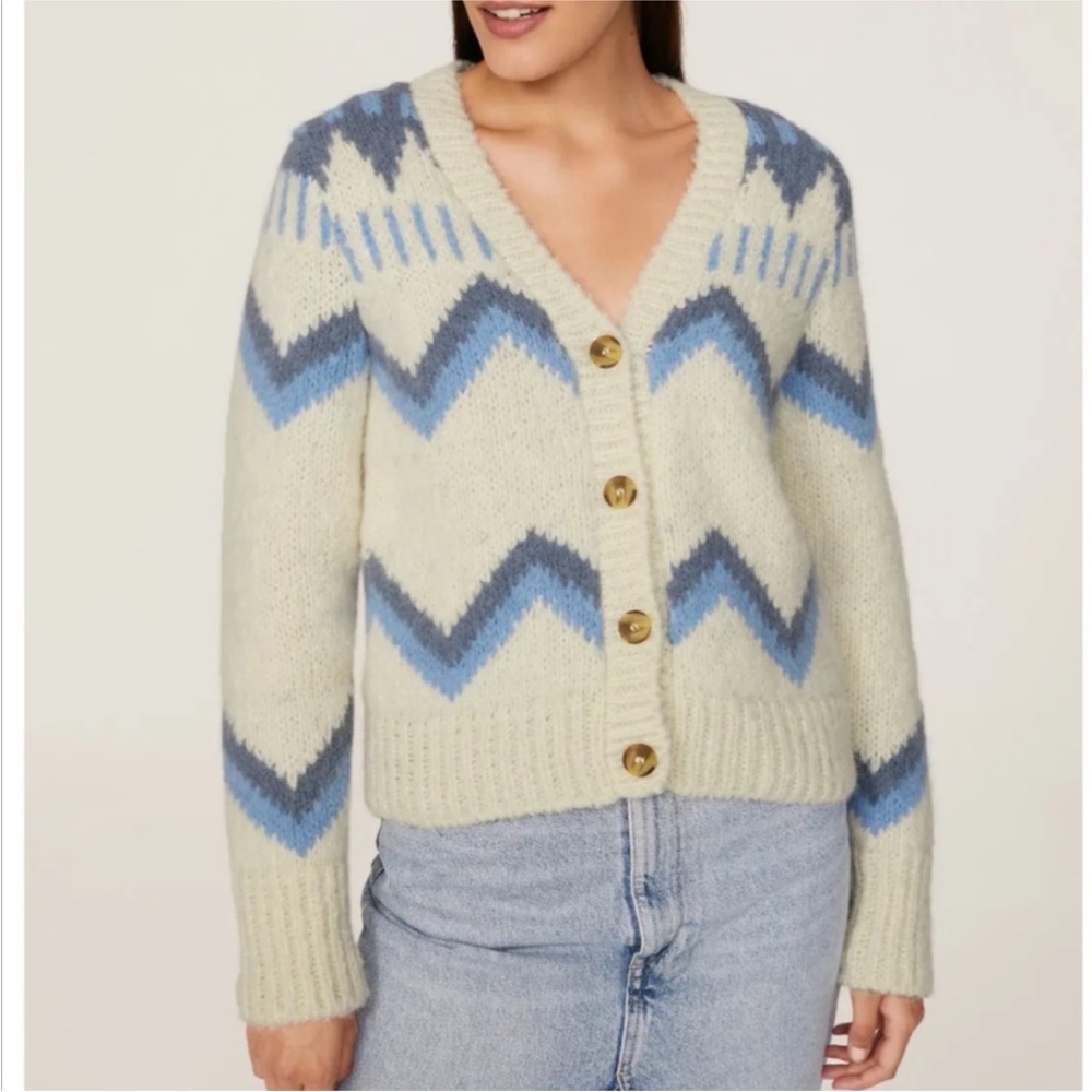 Faherty Sweater Women Size S Icelyn FairIsle 89% Superfine Alpaca Blend Cardigan